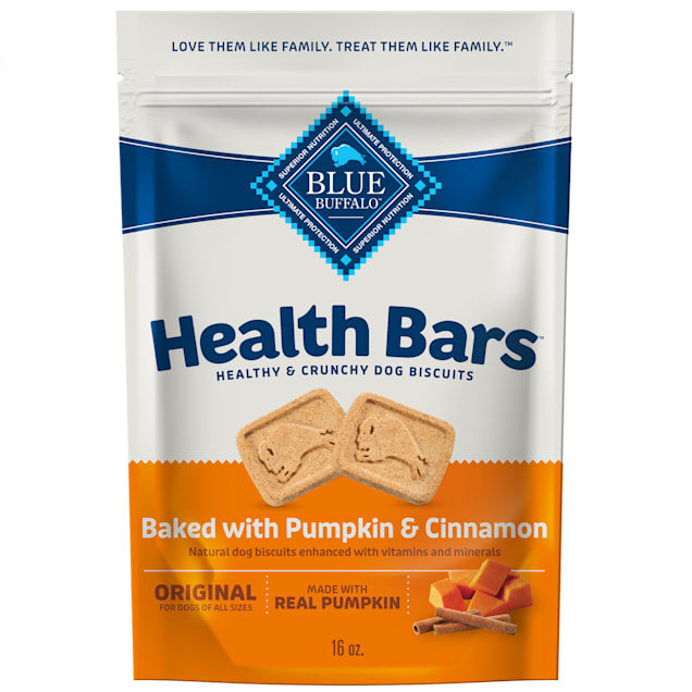 Blue Buffalo Health Bars Oven-Baked with Natural Ingredients Pumpkin & Cinnamon Crunchy Dog Biscuits, 16 oz.