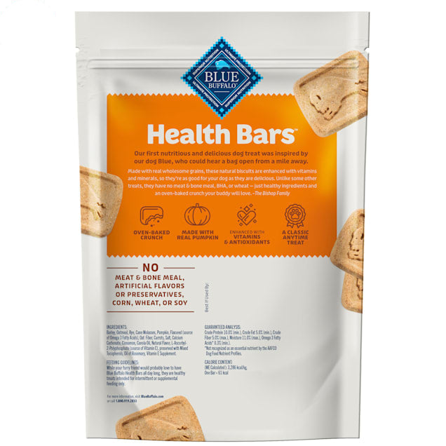 Blue Buffalo Health Bars Oven-Baked with Natural Ingredients Pumpkin & Cinnamon Crunchy Dog Biscuits, 16 oz