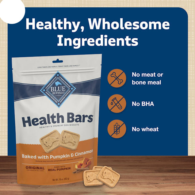 Blue Buffalo Health Bars Oven-Baked with Natural Ingredients Pumpkin & Cinnamon Crunchy Dog Biscuits, 16 oz