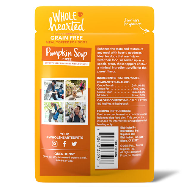 WholeHearted Pumpkin Soup Puree Dog Meal Topper