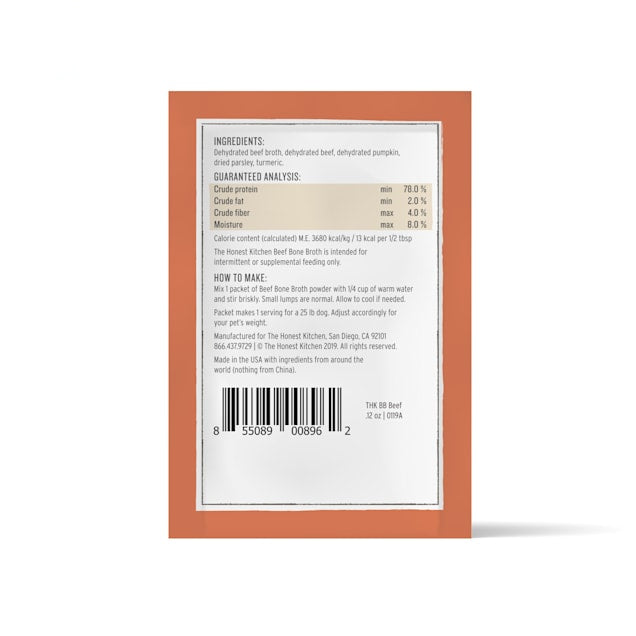 The Honest Kitchen Daily Boosts: Instant Beef Bone Broth with Turmeric Wet Dog Food