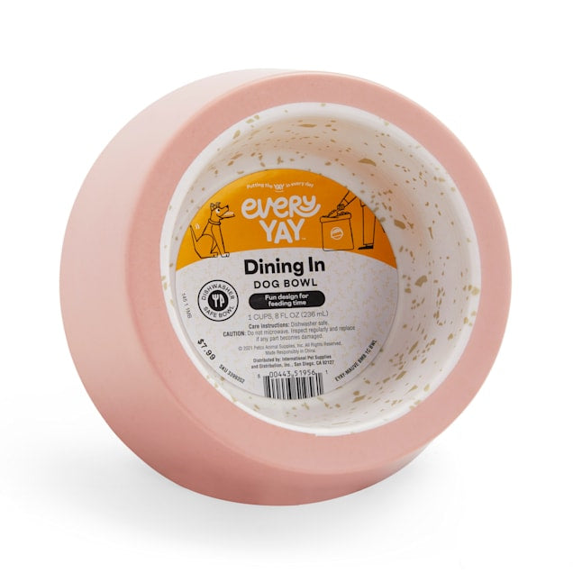 EveryYay Dining In Mauve & Bamboo Dog Bowl