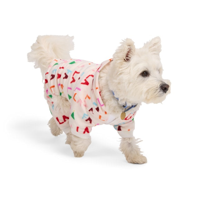 Merry Makings Fa La La Print Playsuit for Dogs, X-Small, Multi-Color