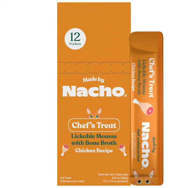 Made by Nacho Chef's Treat All Life Stages Cat Lickable Mousse with Bone Broth Chicken Recipe, 0.5 oz.