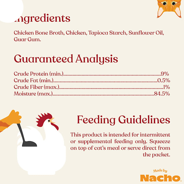 Made by Nacho Chef's Treat All Life Stages Cat Lickable Mousse with Bone Broth Chicken Recipe, 0.5 oz.