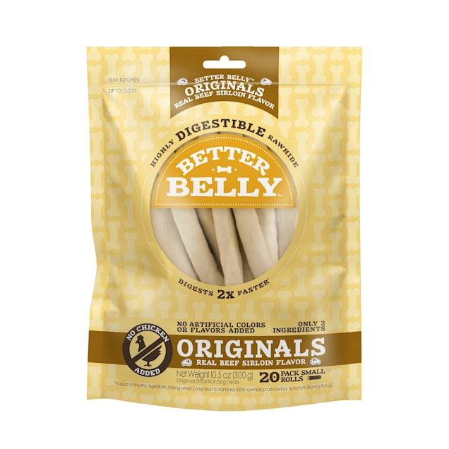Better Belly Originals, Real Beef Sirloin Flavor, Small Rolls, Dog Chews, Count of 20, 10.5 OZ