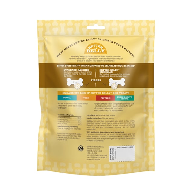 Better Belly Originals, Real Beef Sirloin Flavor, Small Rolls, Dog Chews, Count of 20, 10.5 OZ