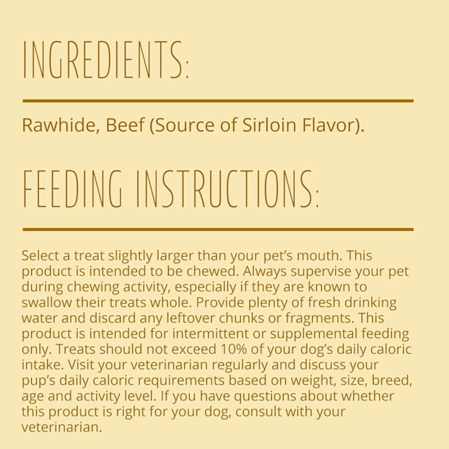 Better Belly Originals, Real Beef Sirloin Flavor, Small Rolls, Dog Chews, Count of 20, 10.5 OZ