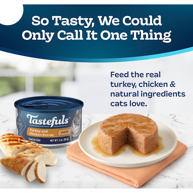 Blue Buffalo Tastefuls Made with Natural Ingredients, Turkey and Chicken Entree Pate Wet Cat Food